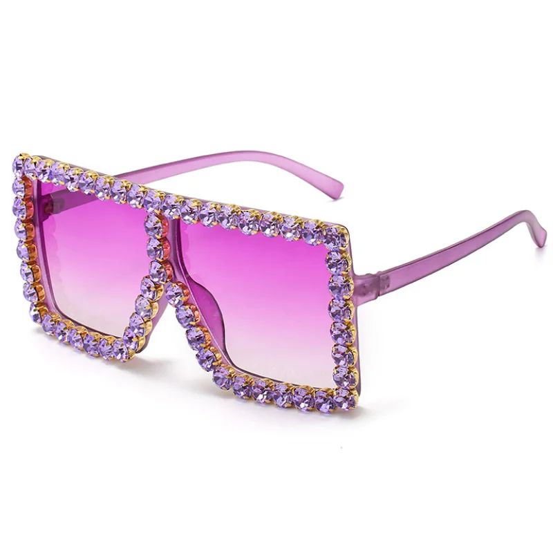 

fashion women bling bling square diamond sun glasses Crystal oversized Rhinestone shades sungalsses