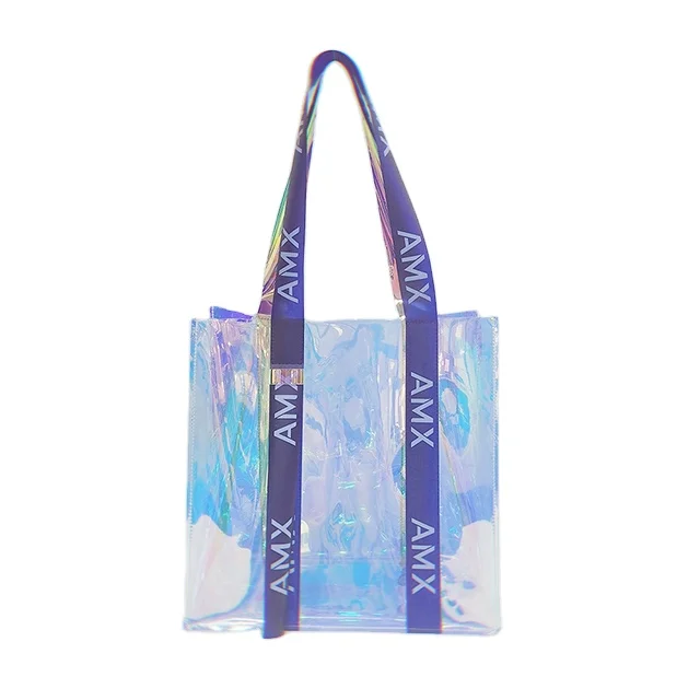 

New Arrival Customized Shopping tote bag fashion women vinyl pvc little neon bag washable wholesale clear pvc bag