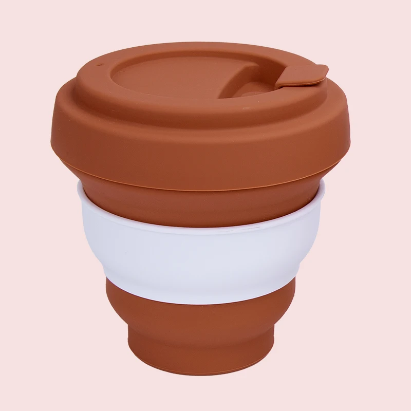 

Microwave safe Reusable to go pocket size hot and cold drinks silicone bottle collapsible travel cup for camping hiking