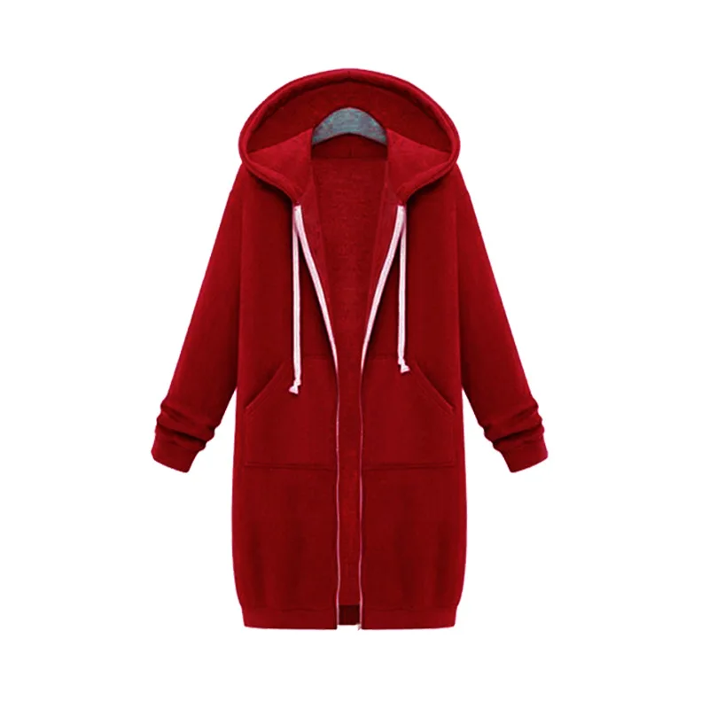 

Europe And The United States Autumn And Winter Women Large Size Loose Hooded Long Coat, As picture