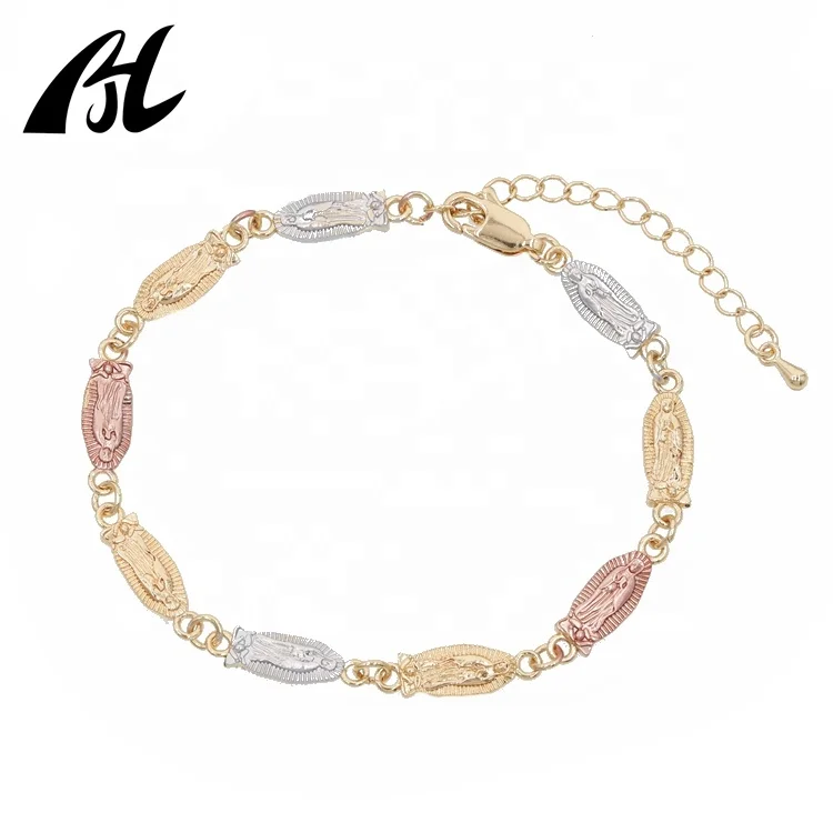 

New Guadalupe three color Bracelet Virgin Mary fashion religious Charm Bracelet tail chain, 18k gold color
