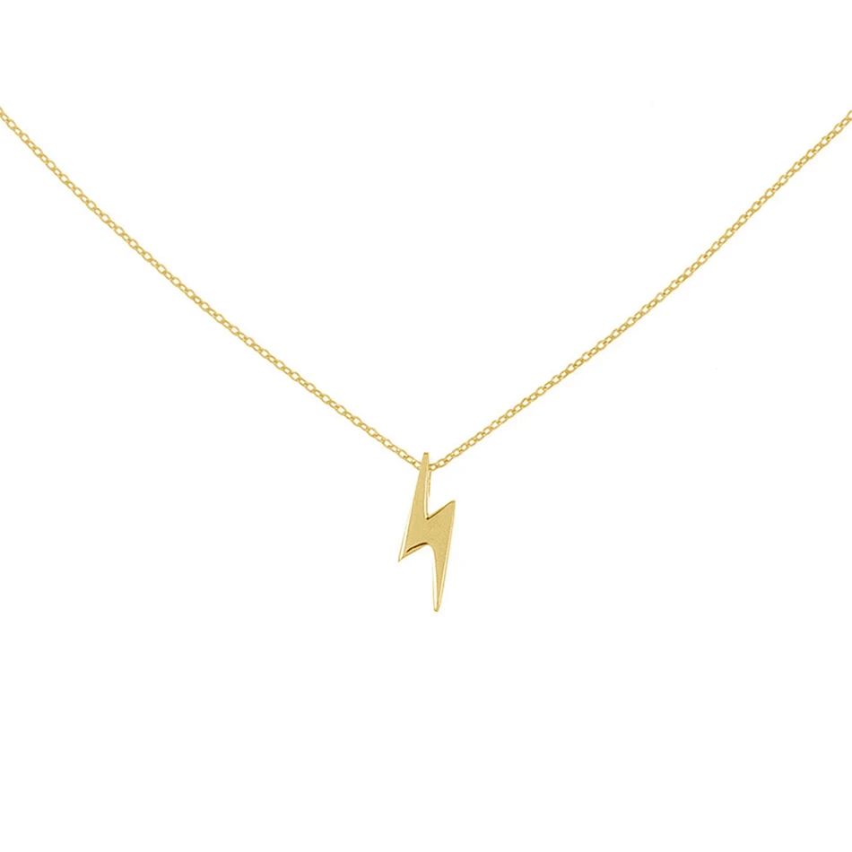 

925 sterling silver mini lightning pendant necklace stylish for women 14K gold plated thunder necklace jewelry