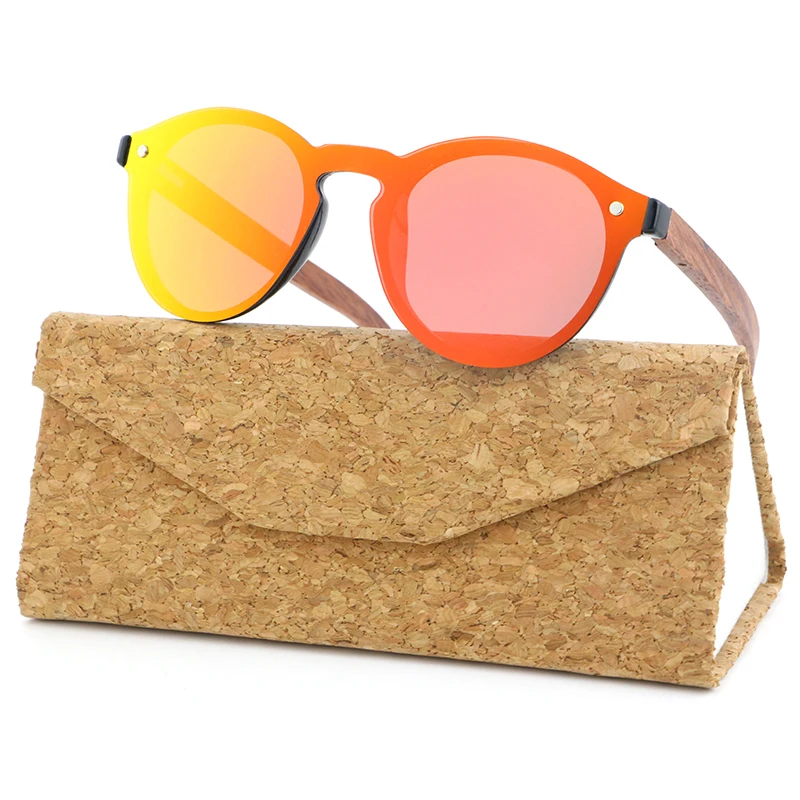 

2022 round polarized logo bamboo sunglasses custom ladies beach women sun glasses