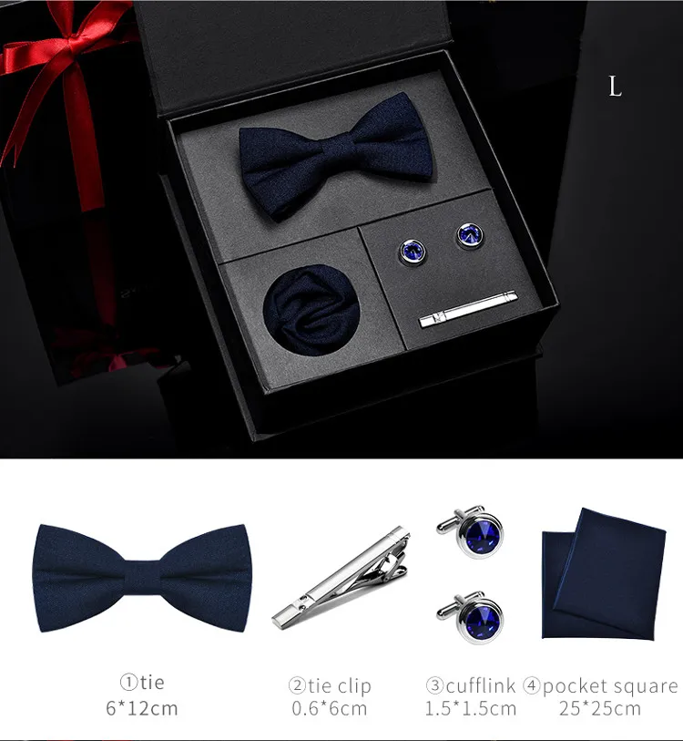 Wholesale Men Accessories Handmade High Quality Wool Bow Tie And Cufflinks For Male Tie Set Gift