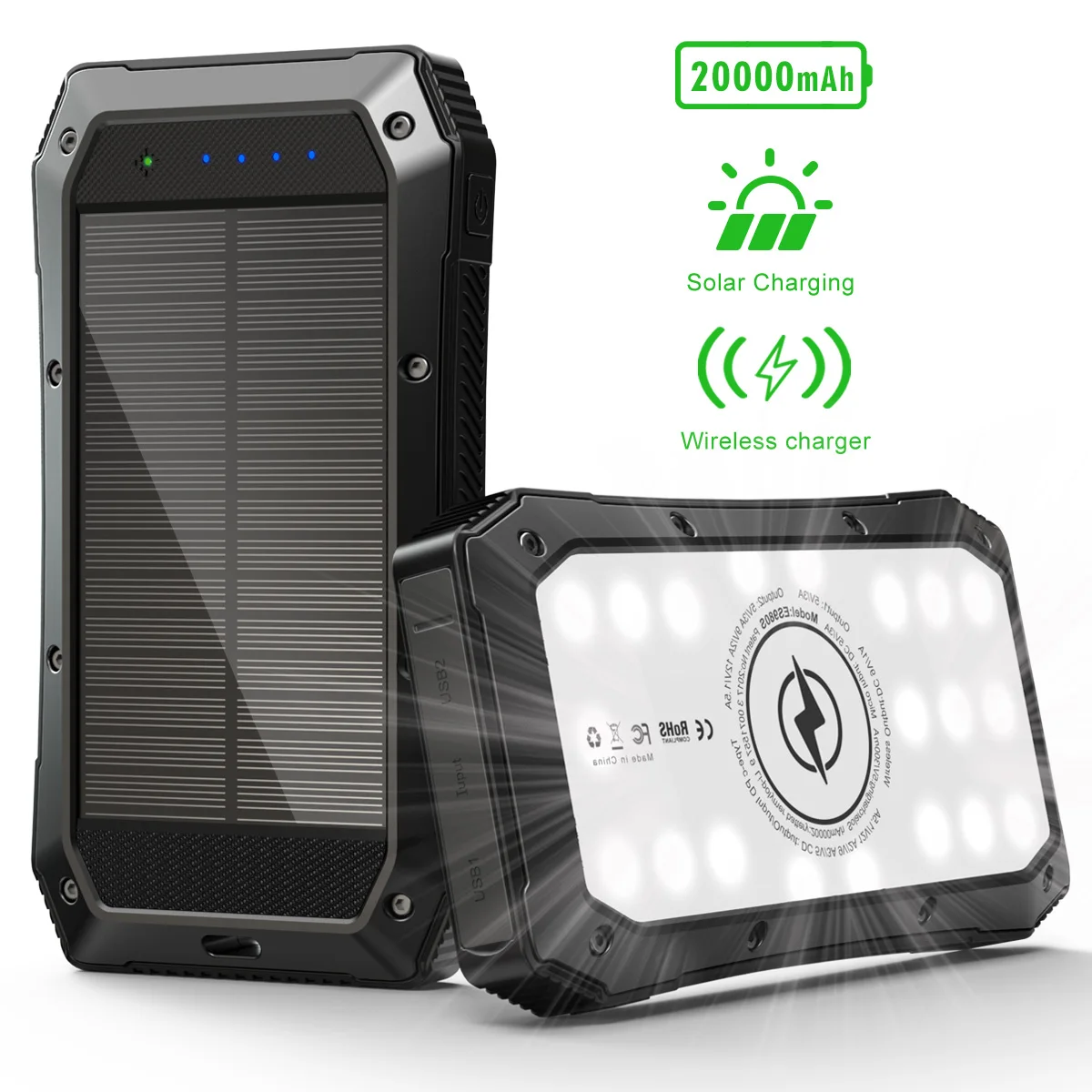 Ce Rohs Fcc Mobile Universal Waterproof Ip67 Solar Power Bank 10000mah