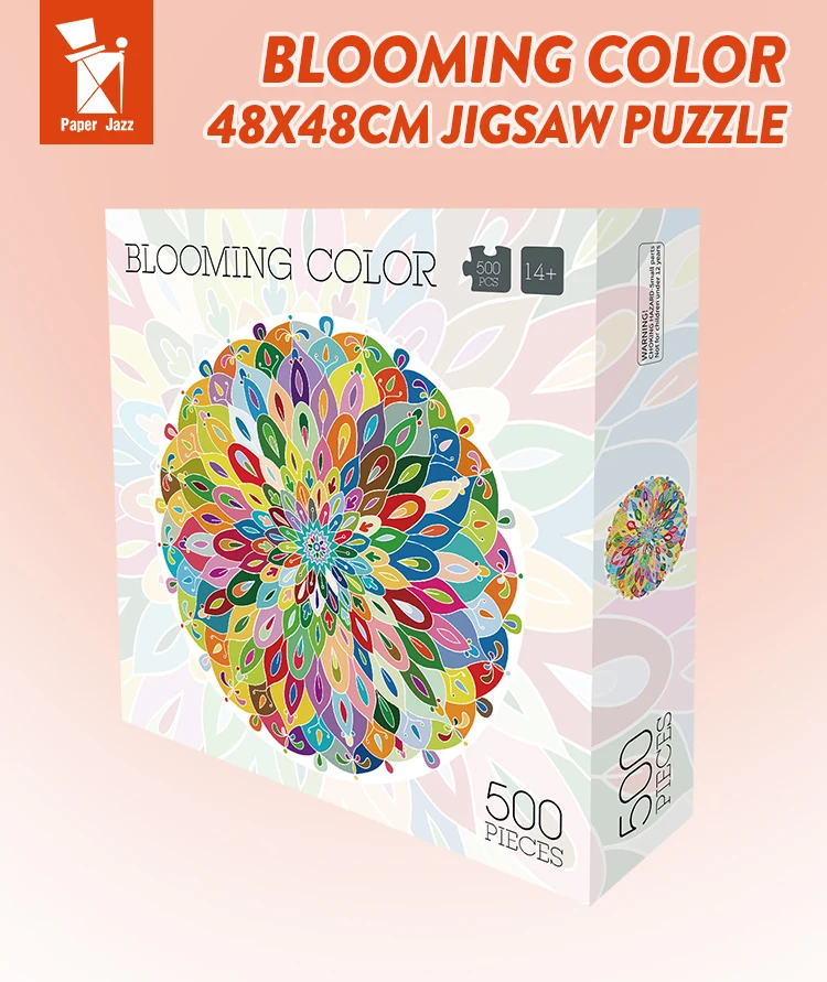 Blooming Color Cardboard Diy Jigsaw Round Puzzle Adult 500 Pieces For