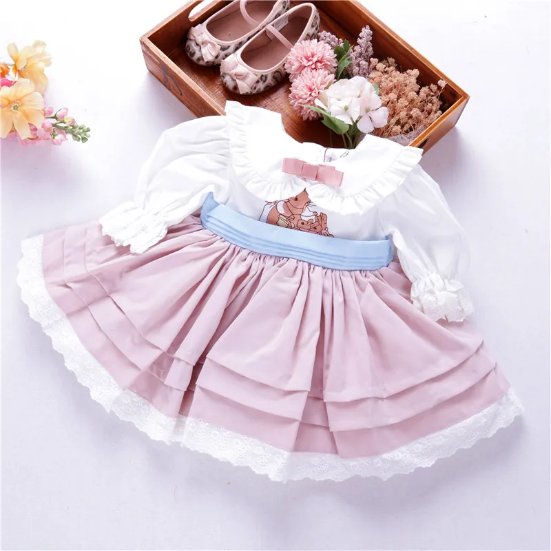 

toddler baby girl dress vintage rabbit bunny long sleeve spanish kids dresses children clothes boutiques wholesale children