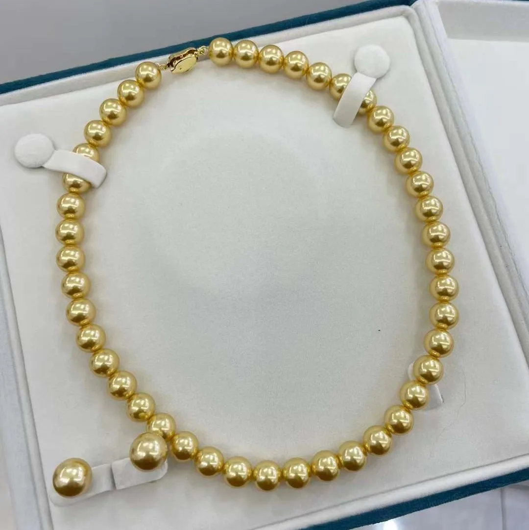 Women's Pearl Necklace Earring Set High-End Jewelry Imitation Tahitian South Sea Pearl Flawless Artificial Crystal Wedding Gift