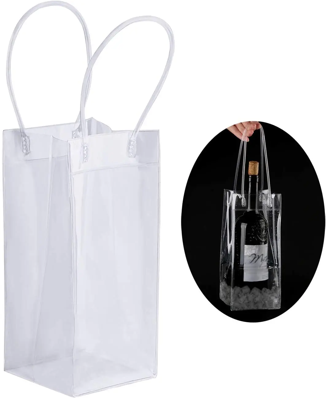 Portable Clear Transparent Pvc Wine Ice Bag Wine Pouch Cooler Bag With ...