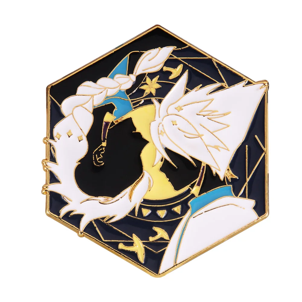 

Sky Children Of Light Enamel Pins Shiratori White Brid Game Anime Metal Brooch Pins, Picture color