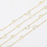 

Gold Star Moon Link Necklace Chain Bulk Crescent Brass Chain For Choker Jewelry Making DIY Materials Findings Supplies