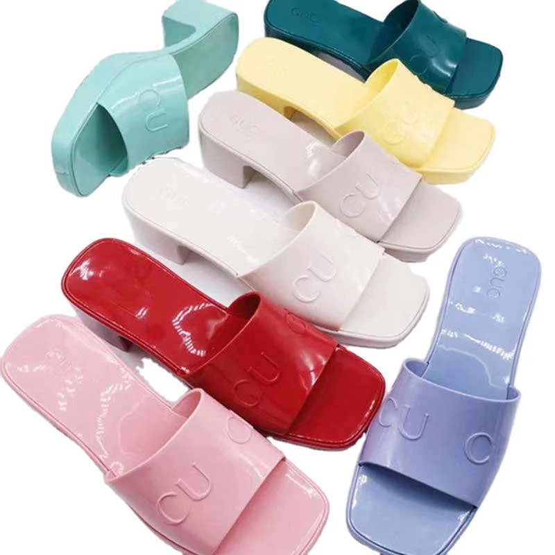 

Luxury Sandals Women Shoes Slipper PVC Outdoor High Heel Slipper Jelly Sandal Fashion Women's rubber slide sandal, Multi color
