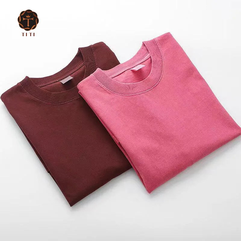TITI Custom Men's Acid Wash T-Shirt 100% Cotton Oversized Plus Size Vintage Graphic Print Knitted Fabric Personalized Logo