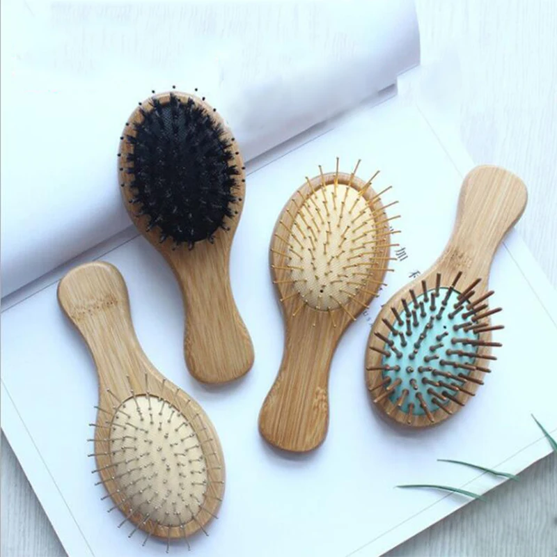 

Cute small bamboo handle baby hair brush personalized hair brush, Bamboo color