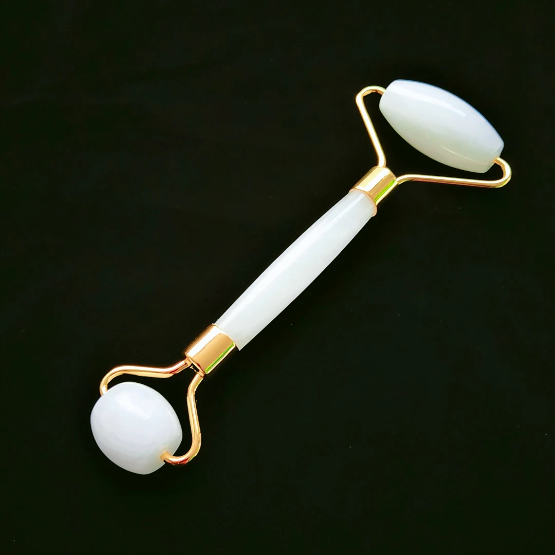 

Quick Shipping Natural White Jade Facial Roller Jade Stone Roller Beauty Massage Tool Face Massager decoration for fengshui