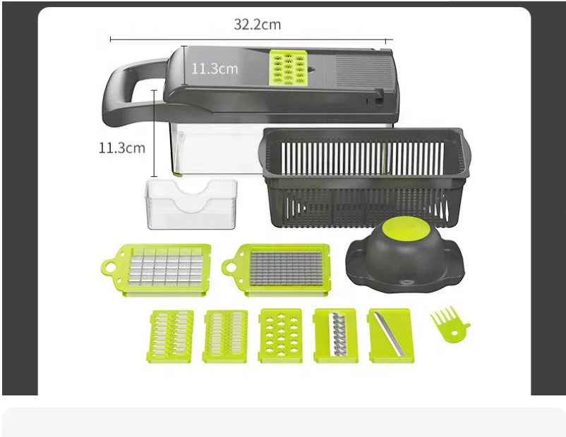 

Vegetable cutter 8 in 1 6 diced blade slicer shredder fruit peeler potato cheese drain grater shredder kitchen accessory tool