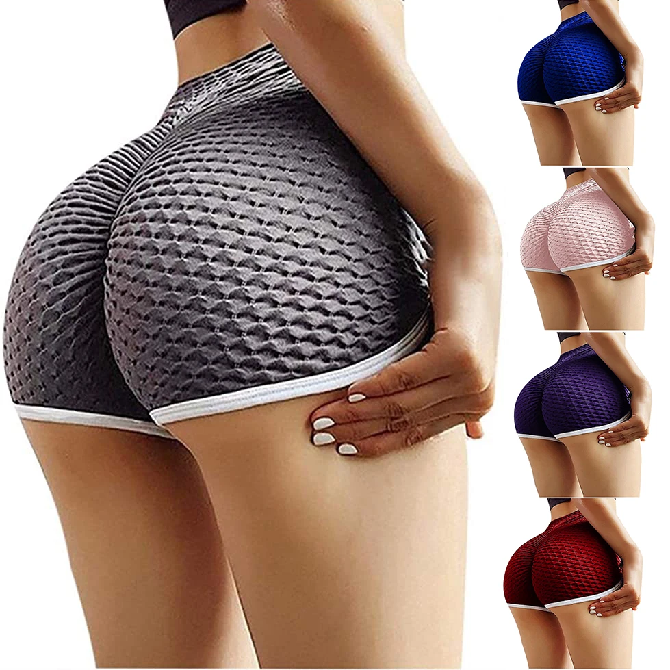 

2021 new arrivals Custom women butt lifting yoga pants workout short leggings high waisted booty scrunch butt shorts, Picture shows
