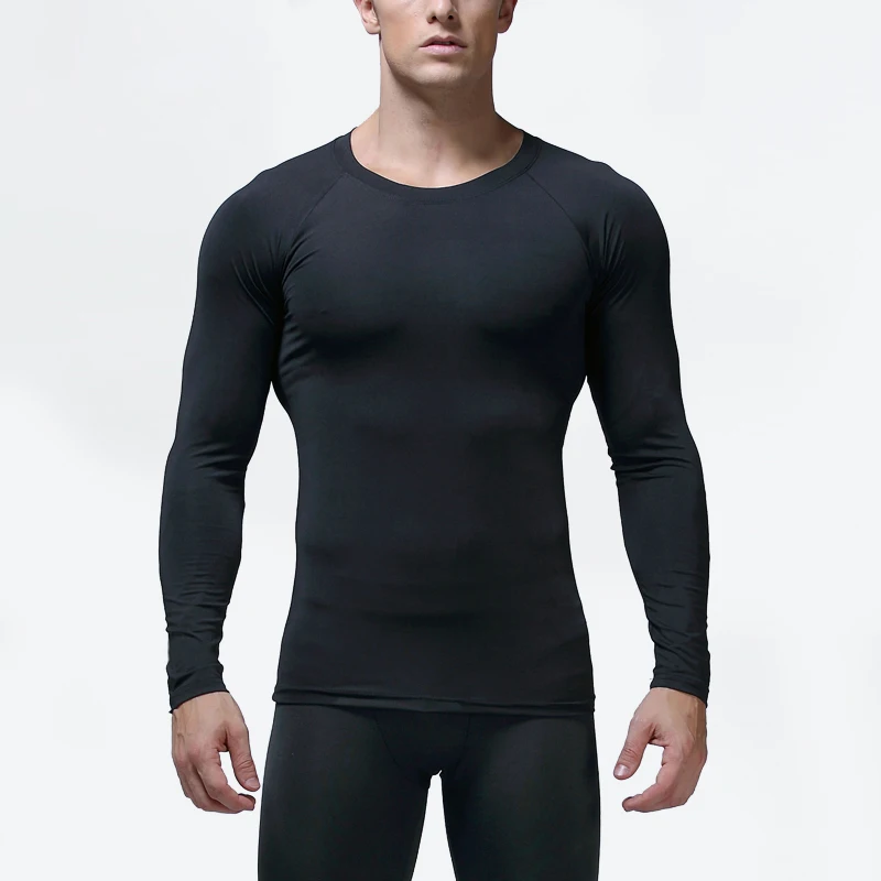 

Custom Long Sleeve Clothing Men T-shirt Tracksuits For Men Fitness Training Wear Polyester Black