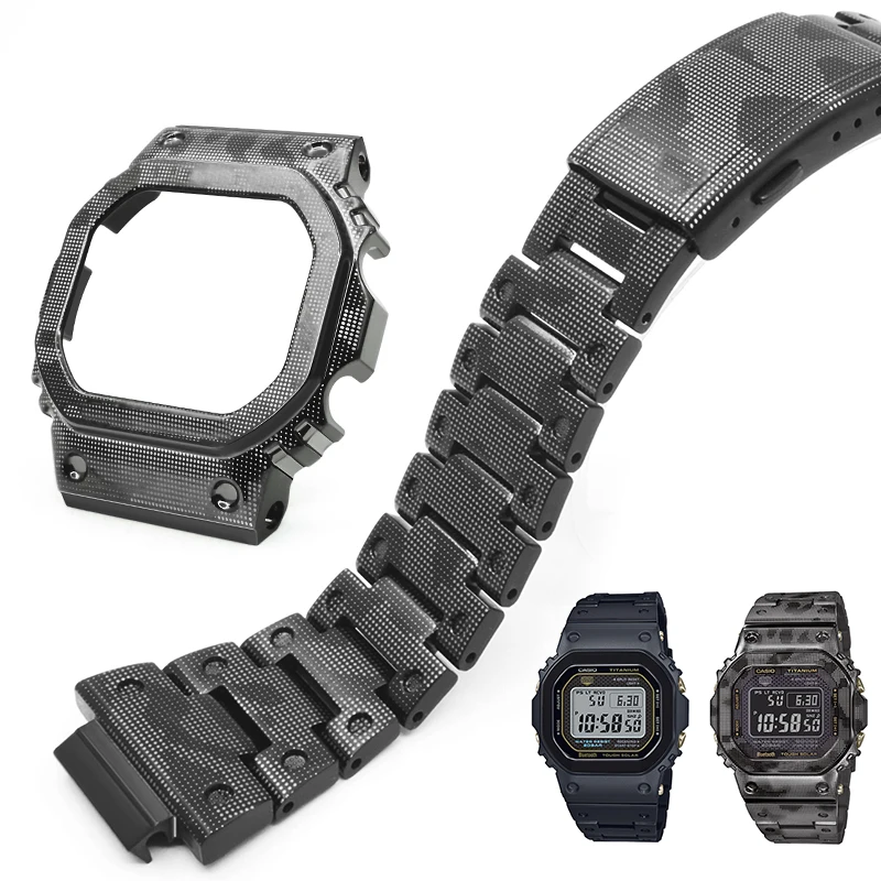 

Titanium alloy case and watch band g shock DW5600 GWM5610 GW5000 Metal Modification of watch case strap Frame Bracelet DW5600, Silver,black,camouflage