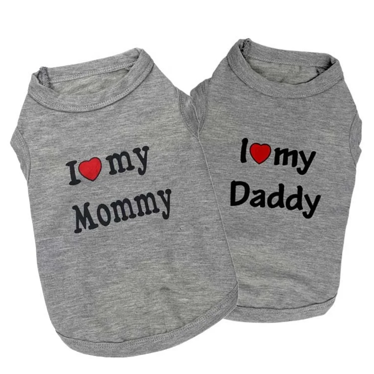 

Mommy Dady Letter Pattern Vest Hoodies For Pet Dog Summer Pet Dog Clothes, Picture