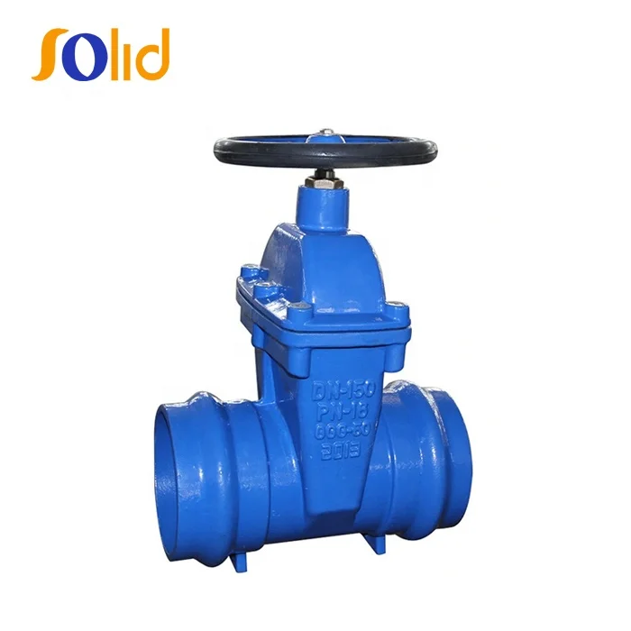 DIN3352 63mm-315mm NRS Hand Wheel Ductile Iron Double Socket End Gate Valve for PVC Pipe