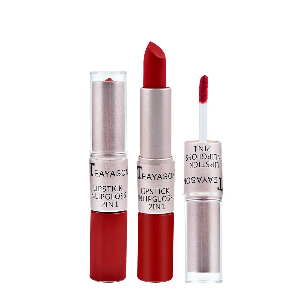 

2021New Product Lipstick & Lipgloss 2-In-1 As Eyeshadow, Blush, Lip/ Two In One Liquit Lip Gloss Matte Lipstick
