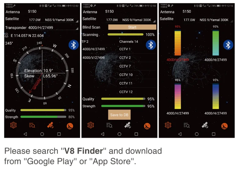 Gtmedia-localizador Satélite V8 Finder Bt05,Batería De Litio Integrada