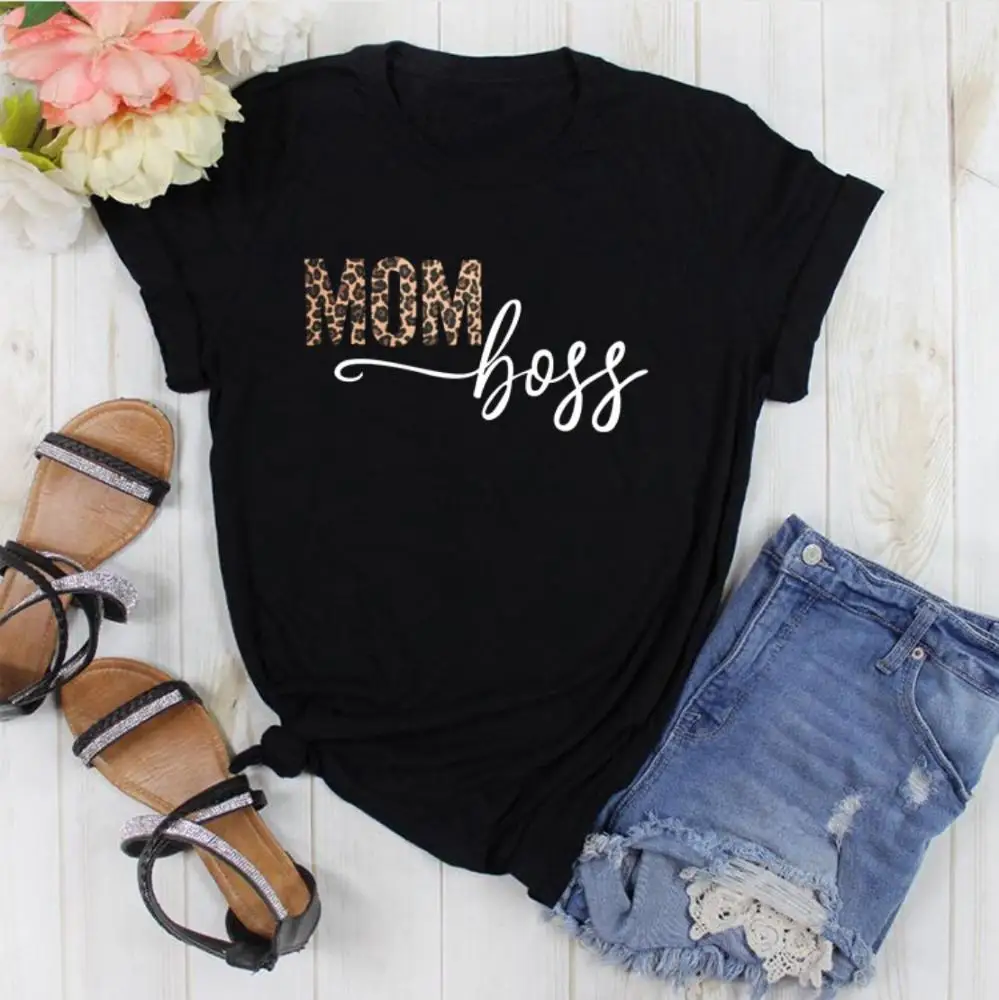 

2020 Funny And Popular Leopard Printed Mom Boss T-Shirt Tee