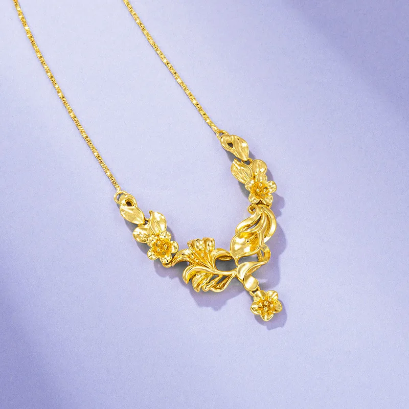 

Temperament Personalized Creative Statement Charm Necklace 24K Gold Plated Tulip Flowers Jewelry For Women, Gold color