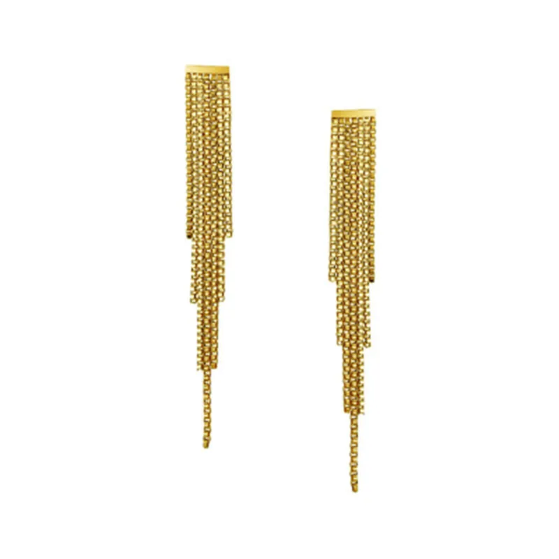 

Fashion Titanium Steel 18K Gold Plated Snake Bone Chain Tassel Drop Earring For Women Party Anniversary Gift Jewelry 202105, Gold color