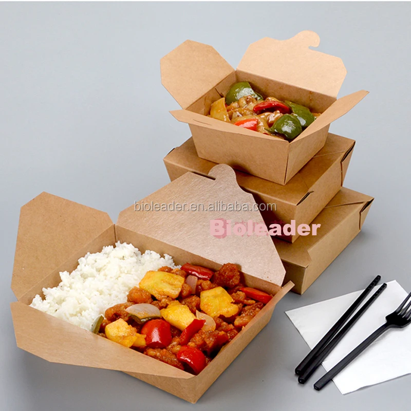 

Disposable Custom Made Paper Cardboard Takeout to Go Food Container Bento Packaging