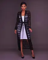 

N315Wholesale hot style mesh perspective belted long-sleeved dress