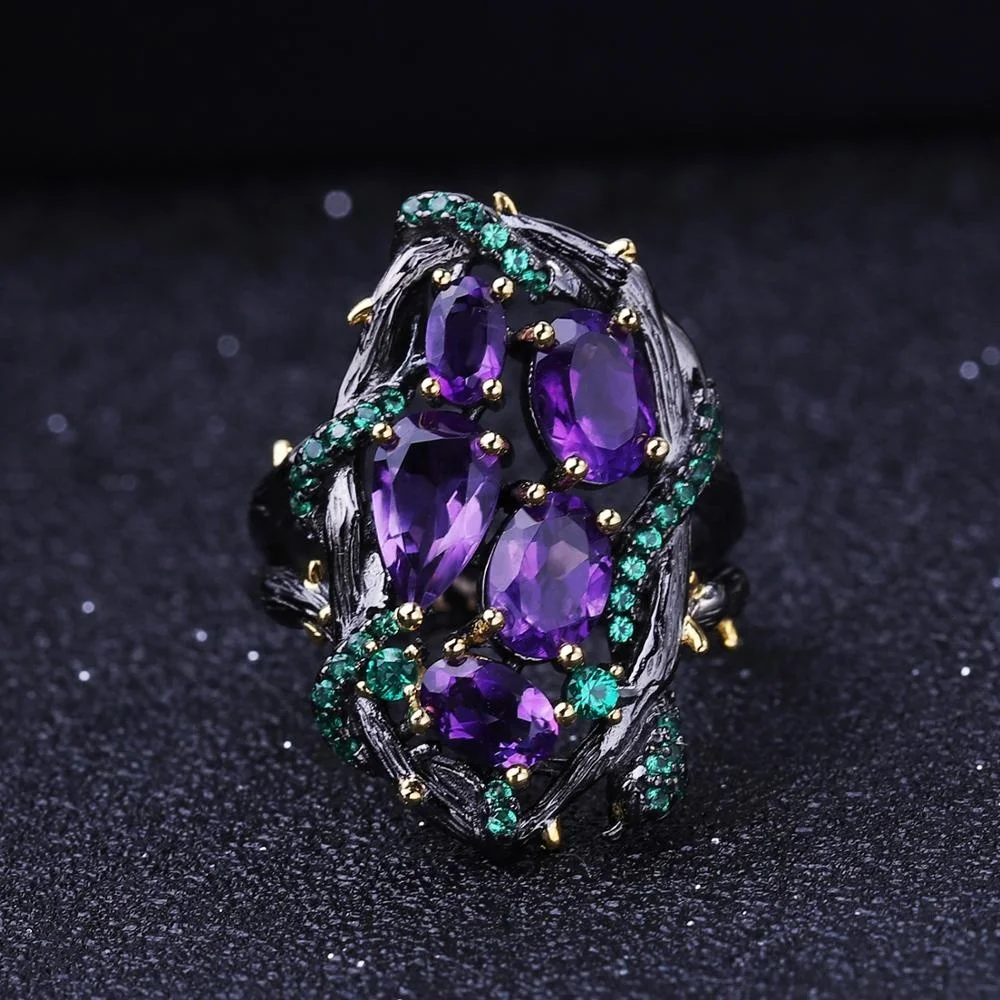 

Abiding Drop Shipping Rings Natural Amethyst Gemstone 925 Sterling Silver Handmade Sliver Ring Women Jewelry