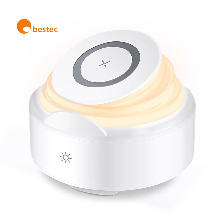 

New Innovative night light Mini speaker Wireless Charger Speaker, White
