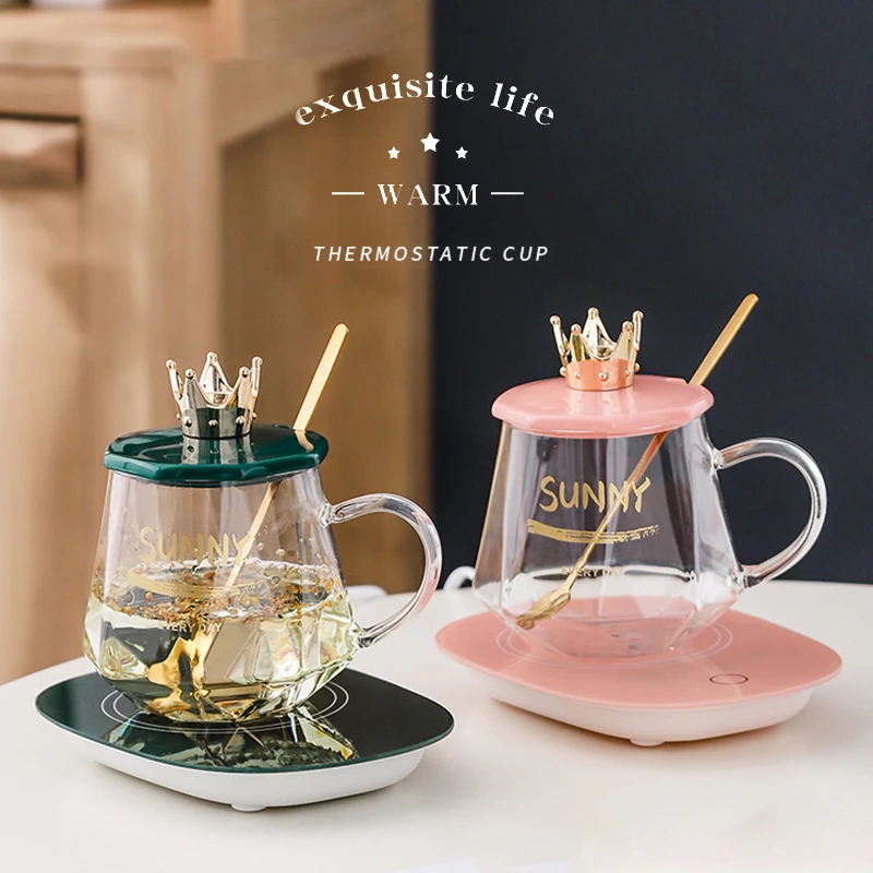

Amazon hot sell smart usb electric heating coffee warmer mug tea cup heaters temperature coaster tea coffee warmer, Green, pink
