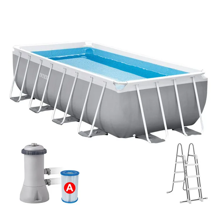 

Original Intex 26788 4M X 2M X 1M PRISM FRAME RECTANGULAR POOL SET Pool Above Ground Pool & Accessories Included, Light grey