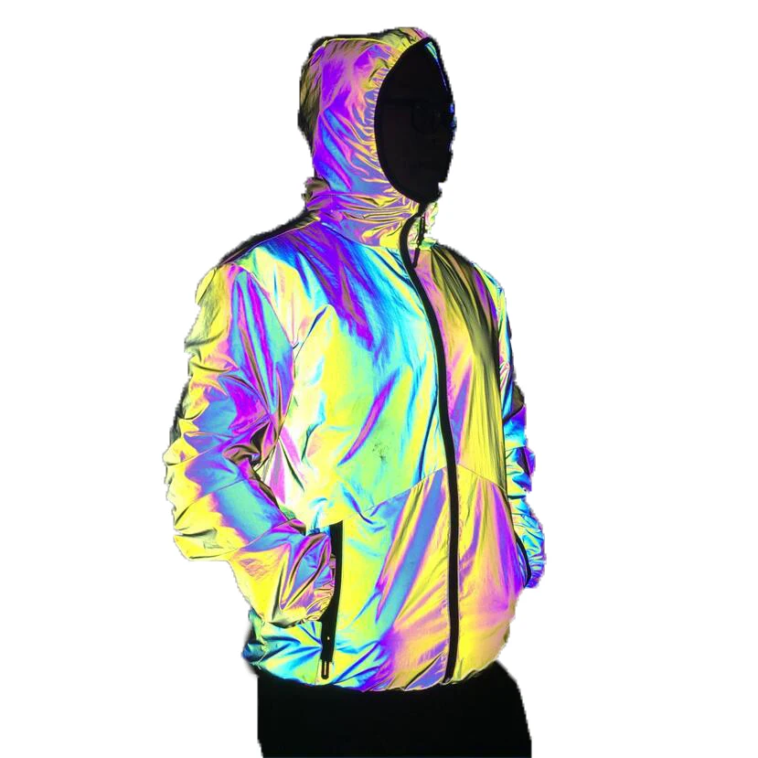 

Hip hop trendy dazzling men jackets winter top sale hoodies reflective fasion jacket for man stylish