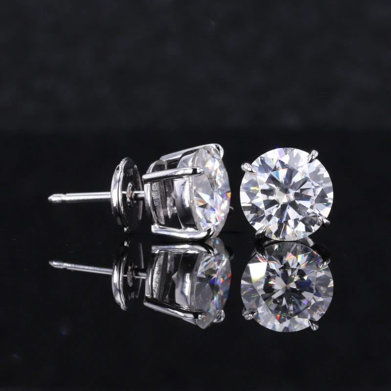 

starsgem 14k/18k gold 2 carat each 8mm D VVS round H&A cut moissanite gold earrings