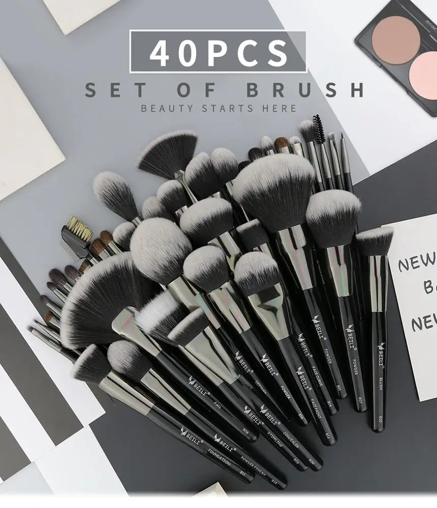 

BEILI 40pcs Professional black makeup brushes powder foundation travel makeup brushes manufacturers china wholesale