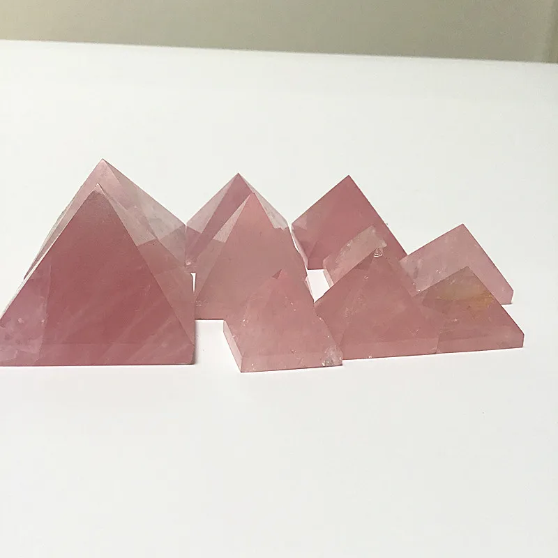 

2020 Wholesale Natural Pink Crystal Pyramid Natural Translucent Rose Quartz Pyramid Decorate, Mixed color