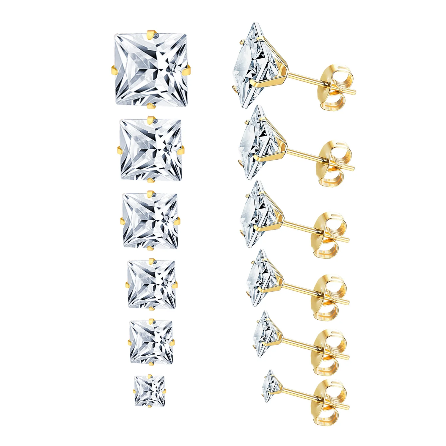 

2021 New Design Fashion Gold Plated Earrings Square Zircon Screw Earrings For Women