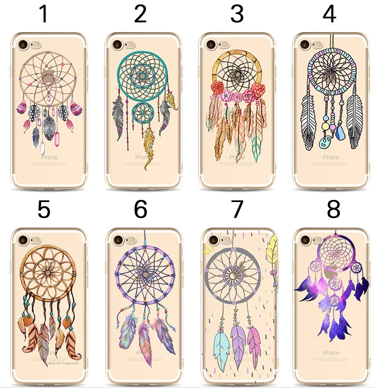 

Soft tpu color Painted dream catcher Cases For iPhone X 10 Cover Slim Soft TPU For XR XS MAX 7 8 6 6s Plus Glitter Case Coque