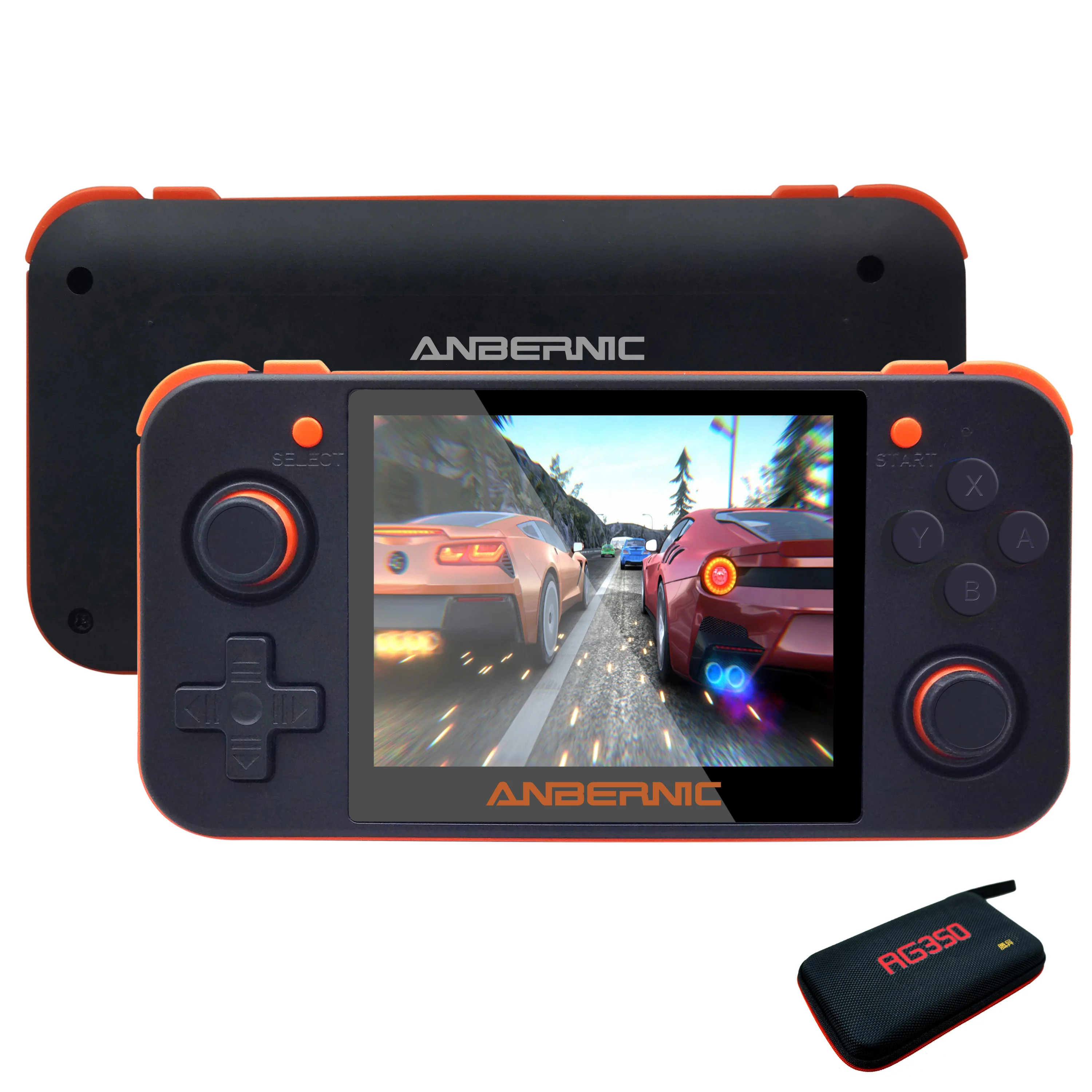 

RG350 3.5-inch full-view IPS screen game machine dropshipping Open source handheld game console portable console, Black/orange