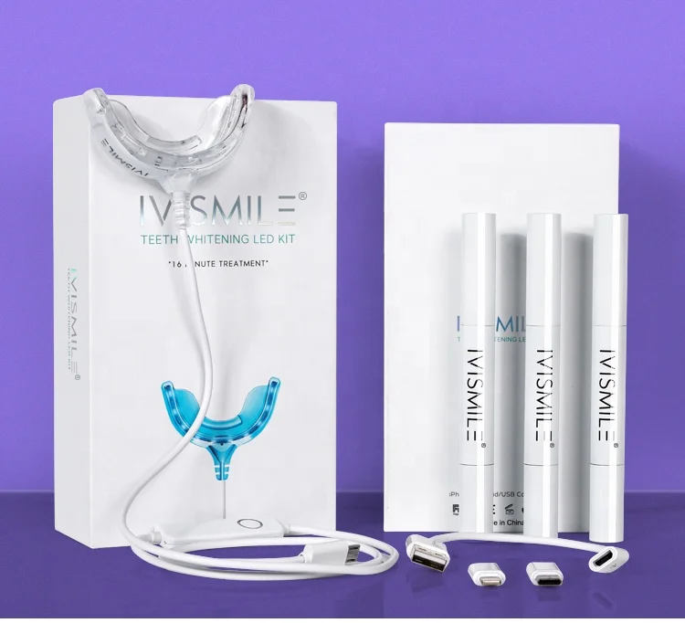

IVISMILE CE Approved Custom Teeth Whitening Kit Private Label Cold Blue LED Light 2ml Non-sensitive Gel Pen
