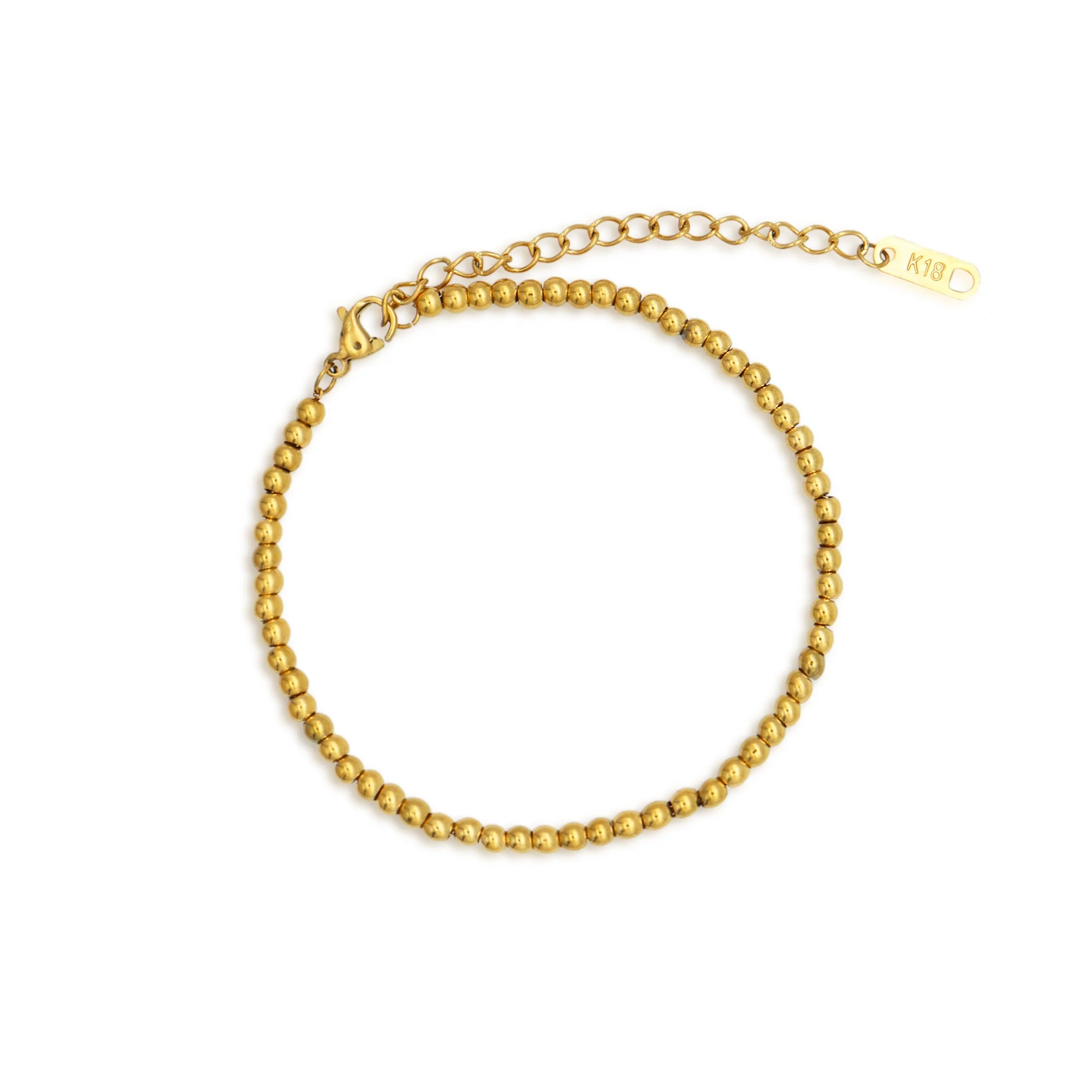 

Chris April in stock Fashion Jewelry 316L stainless steel simple PVD gold plated Minimalist beads chain bracelet