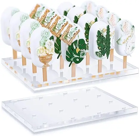 

Cakesicle Stand Display 16 Hole Ice Lolly Sticks Holder Cake Pop Stand for Dessert Table Clear Acrylic Cake Stand