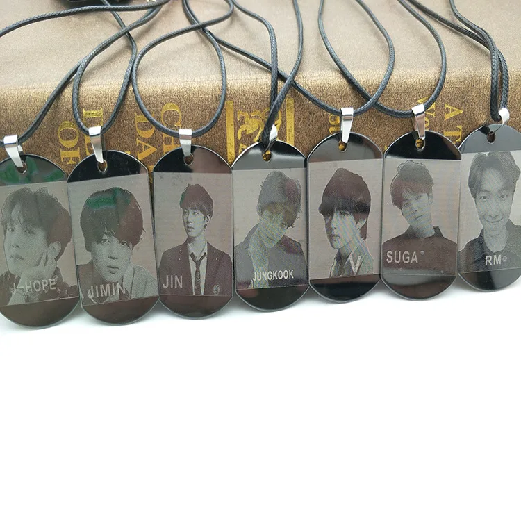

China Jewelry Factory Student All-match Necklace Titanium Steel Necklace Bangtan Boys StarTag Necklace, As picture