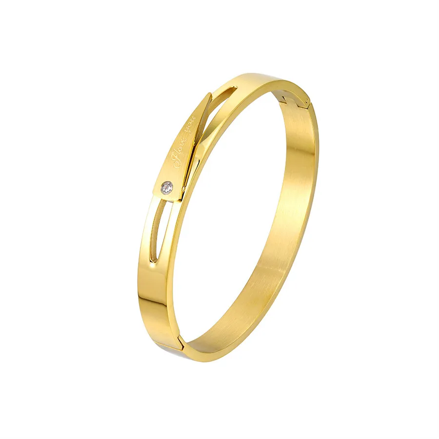 

52638 Xuping Jewelry simple fashion new design 24K gold neutral all-match stainless steel bangle