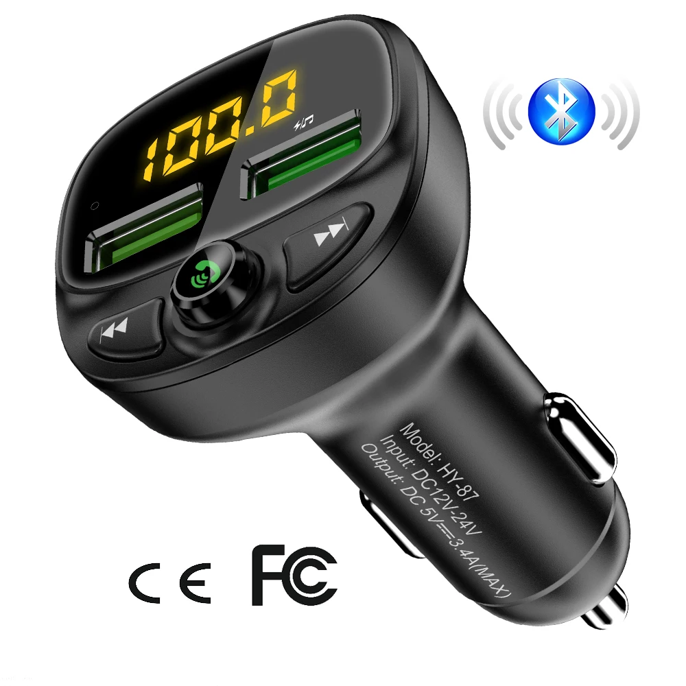 

Free Shipping 1 Sample OK Dual USB Ports 5V 3.4A Car Phone Charger FLOVEME 12-24V Blue Tooth Car USB Charger with MP3 Player