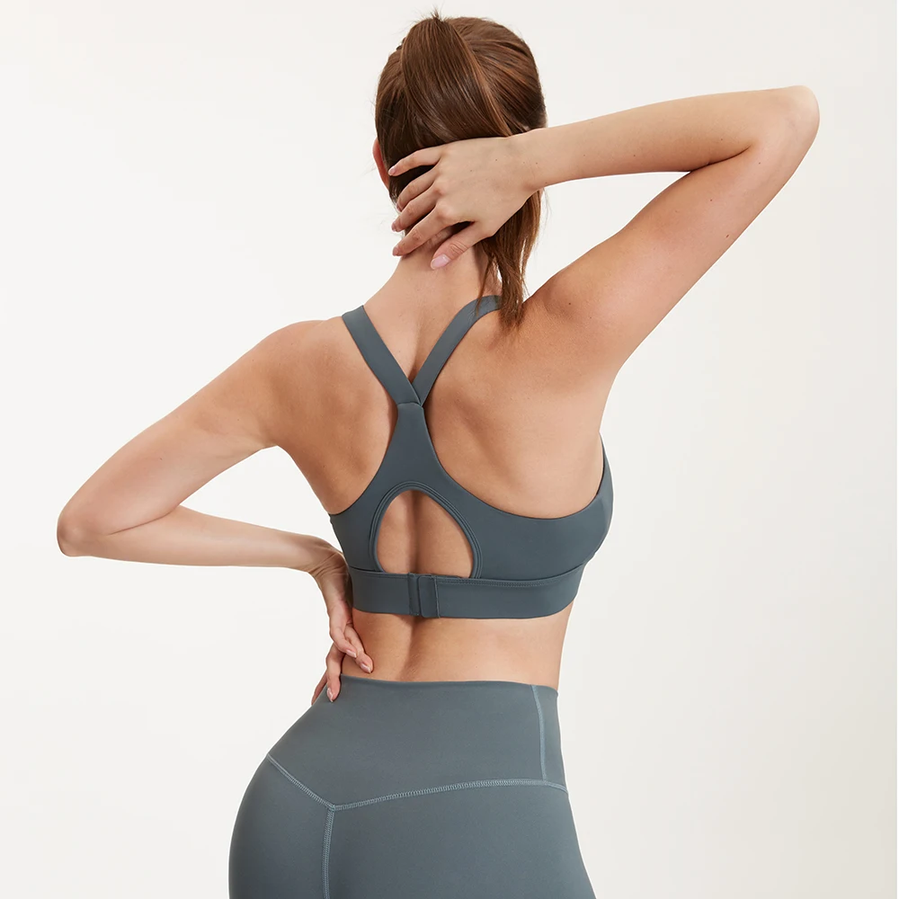 

New Styles High Impact Women Padded Blue Sports Bra Fitness Adjustable Yoga Top Bra For Girls